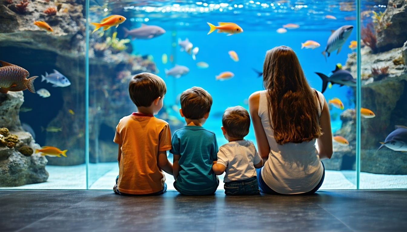 Family enjoying marine animal encounters at Aquaventure World Dubai